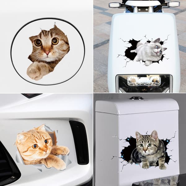 3D Kat Dekal Sød Kat Dekorativ Dekal Kat Sticker Dyretema D