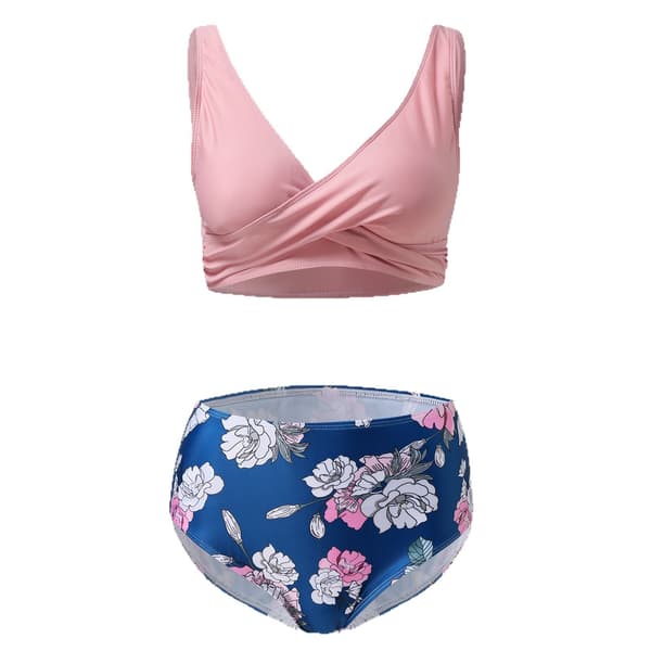 Bikini-badedrakt for kvinner, kryss foran, todelt badedrakt, rosa, L