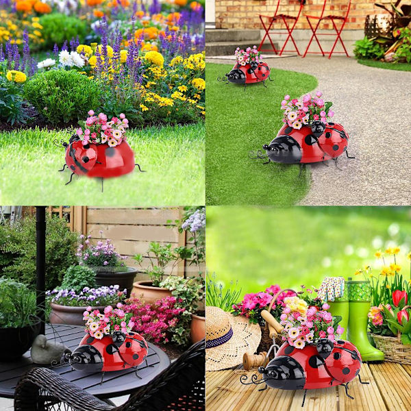 Metall nyckelpiga blomkruka insektsdesign blomkruka för