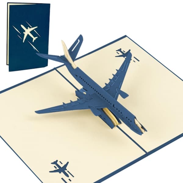 Pop-up kort fly bursdagskort, 3D gavekort for flytur, reise