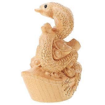 Träorm Figur Snidad Orm Staty Orm Skulptur Skrivbord Träprydnad