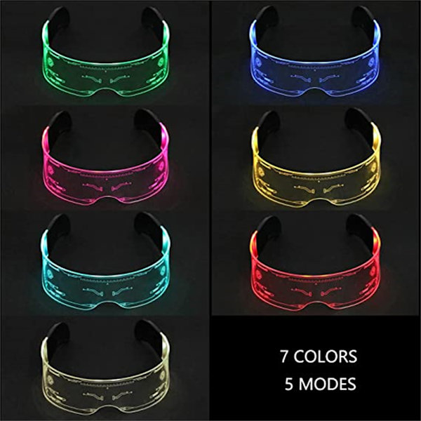 Led-glasögon Ljus upp glasögon Led Visor Glasögon, Luminous