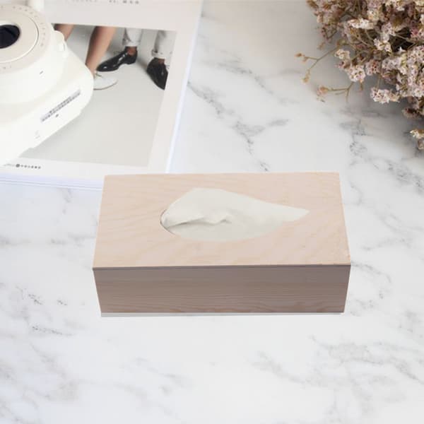 Servietboks, 3D Træ Servietboks Kunst Dekoration, Ufærdig Træ Rektangulær Håndlavet Servietboks Bordplade Servietdispenser