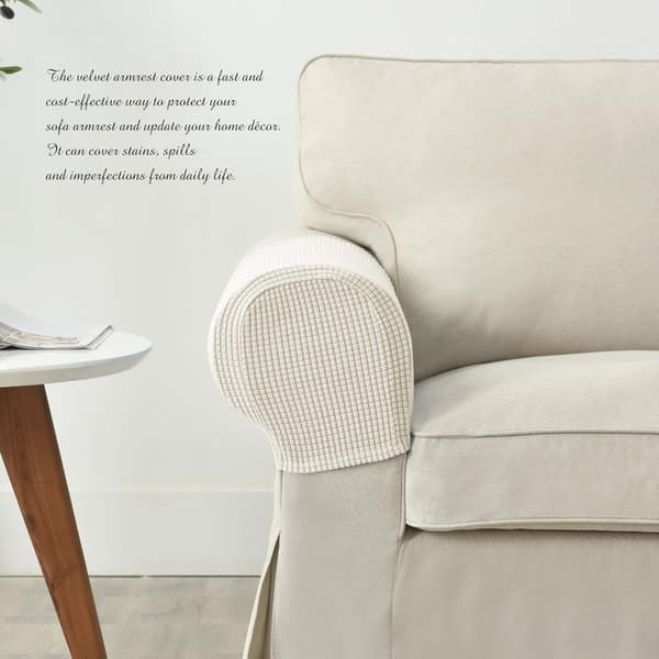 Set med 2 Jacquard Stretch Soffa Fåtölj Armstödsskydd Halkfria Möbelskydd Armstöd Överdrag för Soffa Vilstol