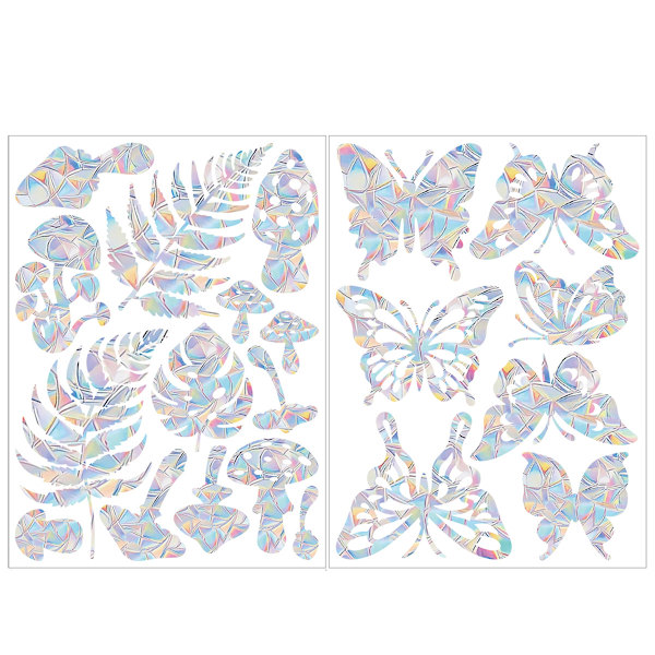 Fönsterdekaler för att förhindra fågelkollisioner, Fönsterklistermärken förhindrar att fåglar flyger in i fönster, Solfångarstickers (Fågel, Fjäril, Fjäder, Löv) Style 1
