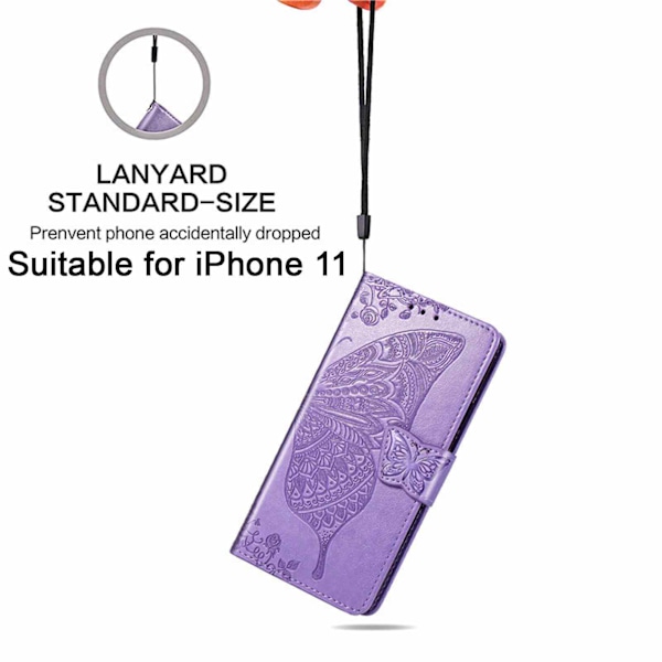 iPhone 11 Mobilskal, iPhone 11 Skal med Korthållare Ställ Kickstand för Kvinnor Flickor Pojkar, iPhone 11 Plånbok Sött Robust PU Läder Flip Purple for iPhone 11