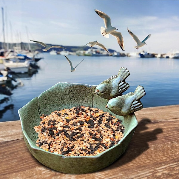 Topadorn Fågelbad Keramisk Skål Dekor för Bi Fågelbad Utomhus
