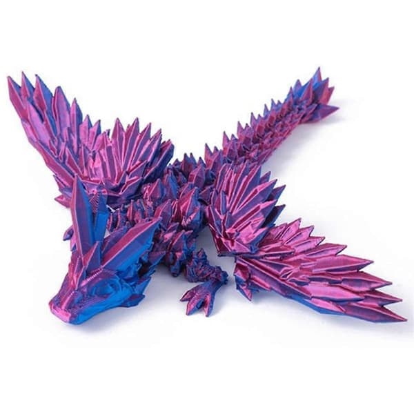 3D-printet ædelstensdragegave Gradient High-End figur miljøvenlig krystaldragelegetøjsfigur, lilla
