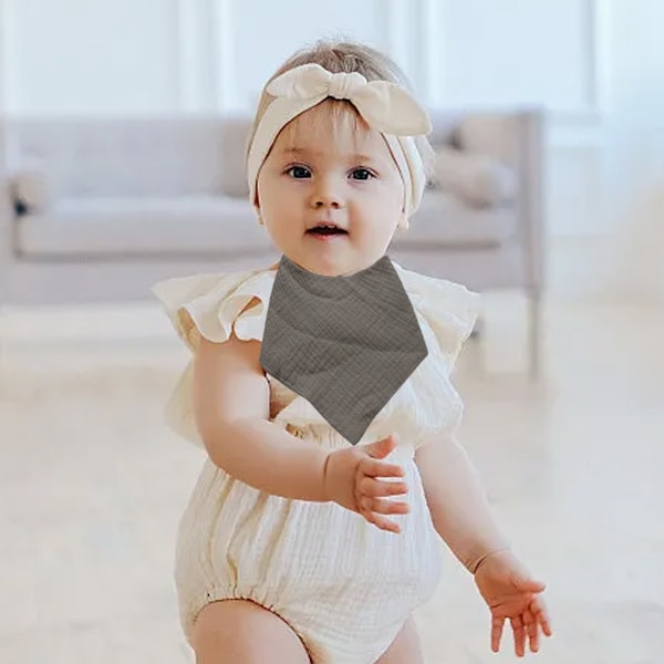 Musslin Haklappar för Bebisar, Mjuka Triangulära Baby Bandana Dregelhaklappar för Pojkar och Flickor, Enfärgade Haklappar för Dreglande och Tandsprickning Style 3