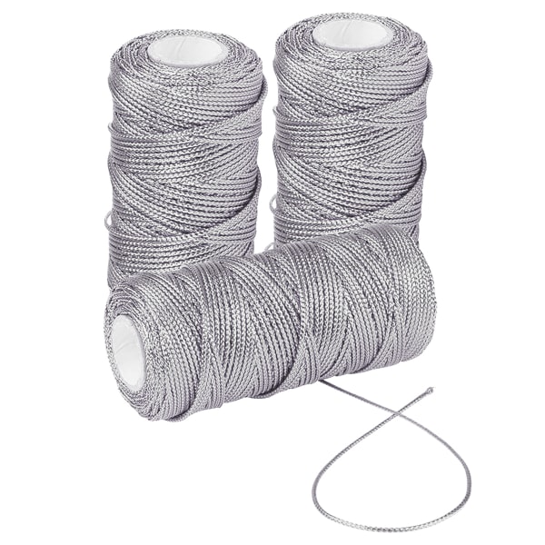 3 Rolls Metallic Elastic Cords Stretch Cord Ribbon Metallic