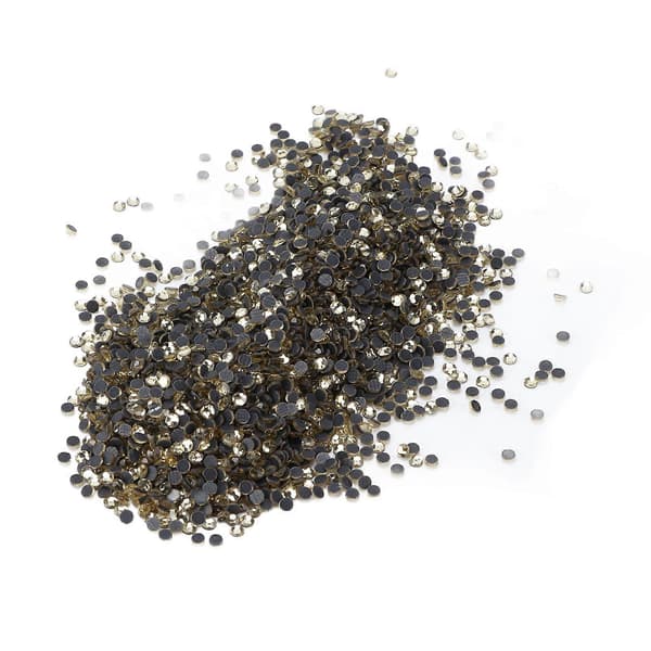 14400 stk. flade rhinsten, blændende farverige DIY robuste iriserende rhinsten, runde perler til manicure makeup lys gul