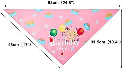 (Rosa, Bursdagsjente) Hundebursdag Bandana Trekantskjerf Vaskbart