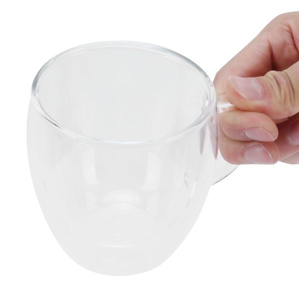 Glasmugg med handtag Transparent dubbelväggig kaffe mjölkte