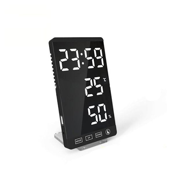 2 stk LED Speilklokke Termometer og Hygrometer Elektronisk Væ