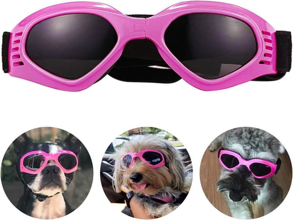 Justerbara solglasögon för små och medelstora hundar, rosa