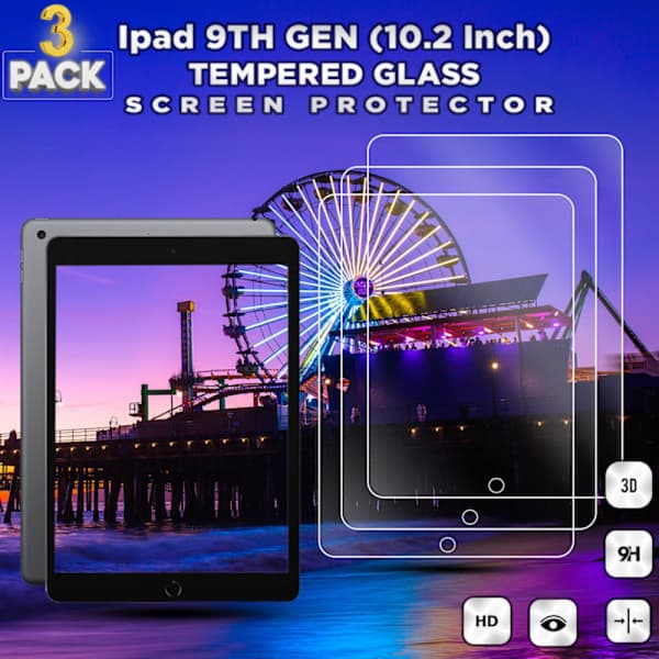 3-pack Apple iPad 9:e generationen (10,2 tum) – Härdat glas 9H – Skärmskydd av superkvalitet