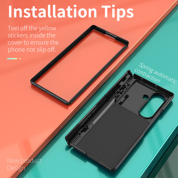 Kameradeksel med pop-up og ringstativ til Samsung Galaxy Z Fold 5 Black