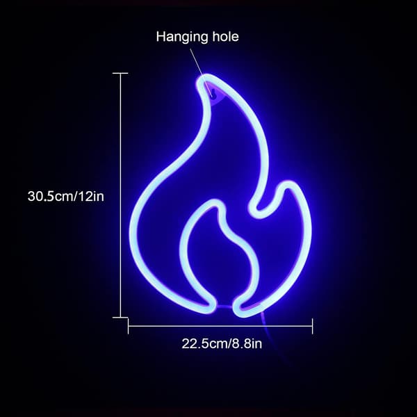 Flamme Neon Skilte Til Væggen Blå Neon LED Skilt Lys Op