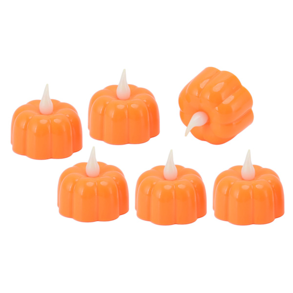 6 st Halloween pumpa LED-ljus flamlös batteri