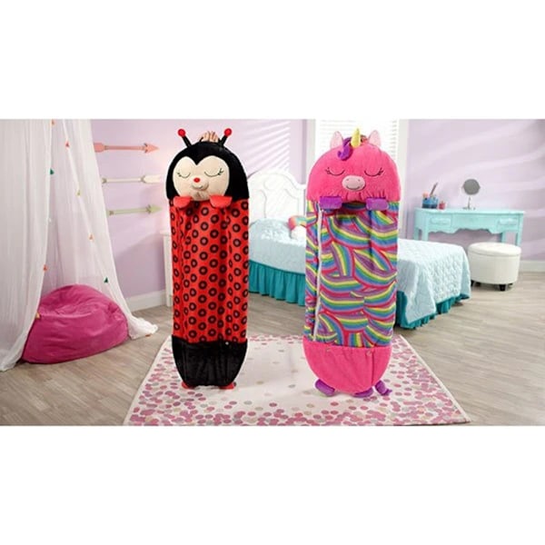 (optimerad kunskap) Mysig sovsäck för barn med dockor, mjuk pyjamas-napptäcke, 126*43cm, svart nyckelpiga-design