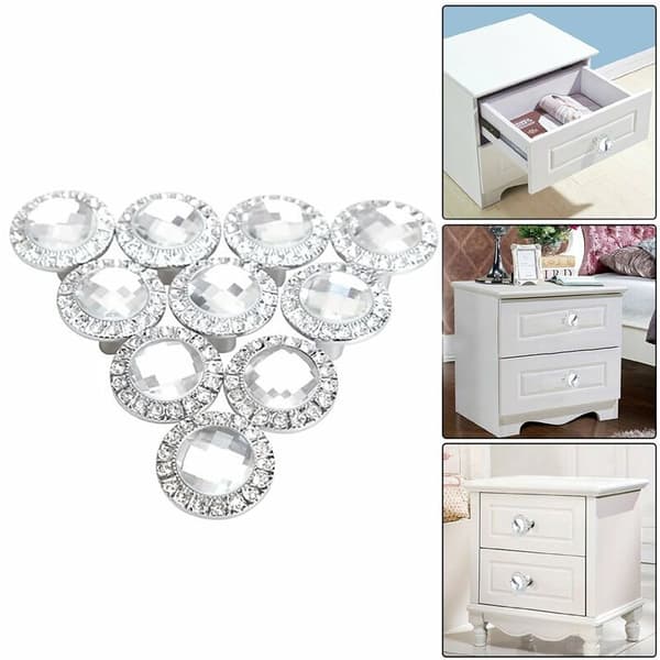 4 stk Runde Dørknapper 30mm Håndtak Glitrende Krystall Rhinestone Hånd