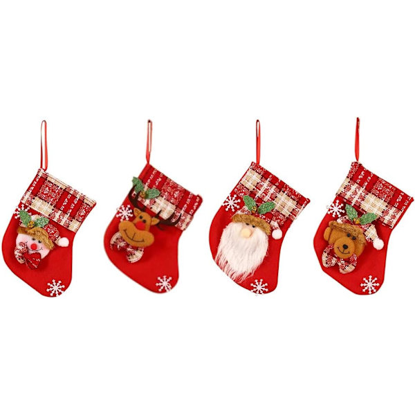 4pcs Chaussettes de Noël, Xmas Sac Cadeau, Décoration Noel