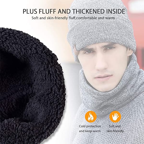 1 set/ 3 st Vintermössa Halsduk Handskar Set för Män och Kvinnor, Mössa Handskar Halsvärmare Set med Varm Stickad Fleece Foder