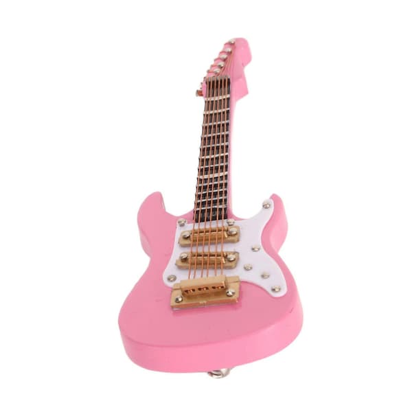 Gitarrbrosch Moderiktig Elegant Hantverk Miniatyrgitarrslagstift Musikinstrumentbrosch för fest dagligt bruk Rosa