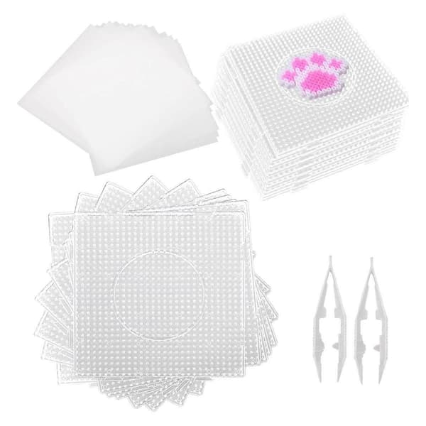 20 STK Store Smelteperleplader Firkantede Plastperleplader 5mm Klare Smelteperleplader Plast Smelteperleplader
