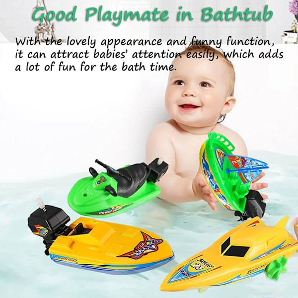 Uppdragbar båt badkar leksak set, 4-pack, badkar båt leksak, snabb båt, dra och gå leksak, yacht, vattenleksak, motorbåt, badleksak, badkar