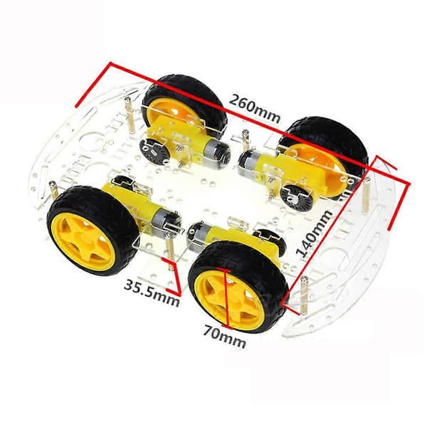 DIY Robot Smart Car Chassi Kit för Drive Controller Board Stepper Motor Speed Encoder, 4 hjul och batterilåda