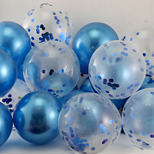 Metallisk Blå + Glitter Blå: Sæt med 30 Balloner