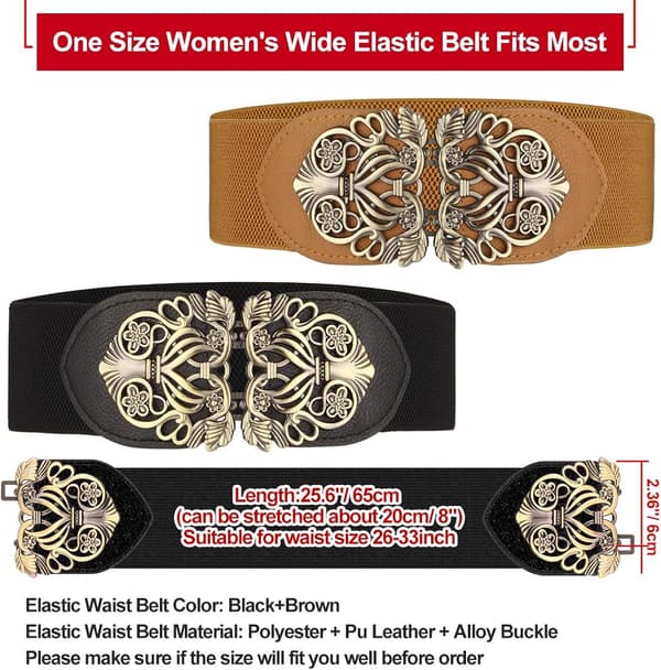 Bred Elastisk Midje Dame 2-delt Retro Elastisk Midjebånd