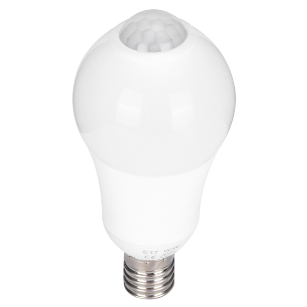 E17 Infraröd Induktion Mänsklig Sensor Glödlampa 5W LED-lampa för Korridor Balkong 100265V(Vitt ljus 5800K )