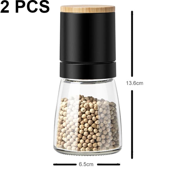 Pepper Salt Grinder Mill - Justerbar keramisk krydderkvern black + white
