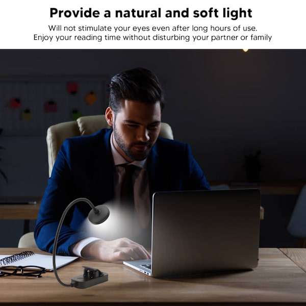 LED-boklampa 3 färgtemperaturer Steglös dimning USB