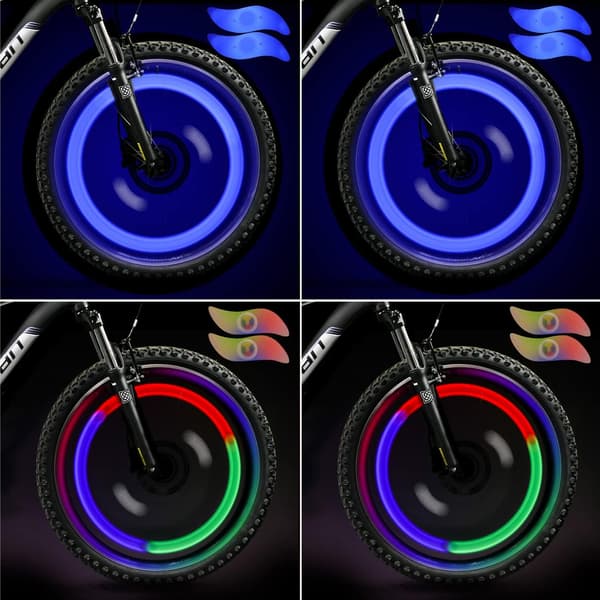 LED Hjul Lys (Blå + Multicolor) Sæt med 8, Cykel Eger