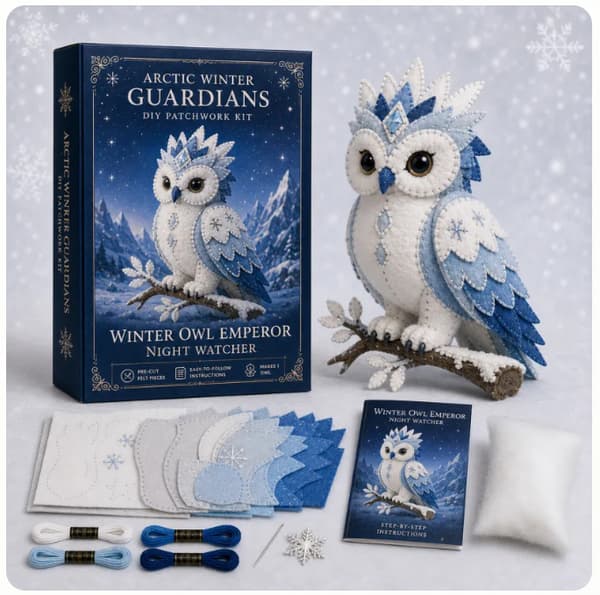 Vinter Arktiskt-Tema Non-Woven Tyg DIY Patchwork Kit – Perfekt för Nybörjare, Handdekorerad med Sammetstyg – Presentstil 4