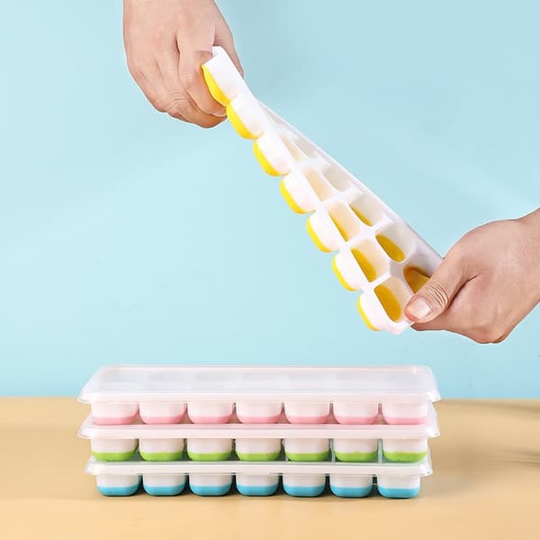 4-pack isbitsformar i silikon med lock, stapelbara hemgjorda isbitsformar, frys/frys, ismaskin för barnmatsportionering