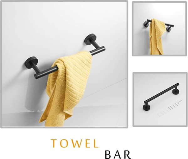 3-delt badeværelsestilbehør, 30 cm håndklædeholder, toiletpapirholder