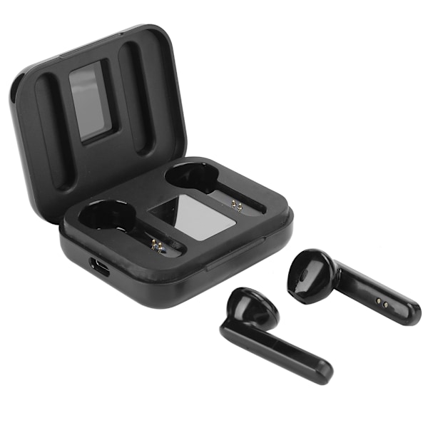 Bærbart Bluetooth 5.0 Headset True Wireless med LED Digital Display Stereo Øretelefon Svart