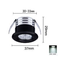 Sæt med 4 mini forsænkede LED-spots, 3 W, Neutralt lys sort