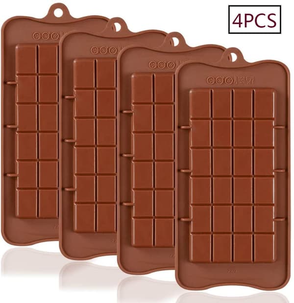 Chokladförpackning med 4 livsmedelssäkra non-stick energibars- och proteinformar