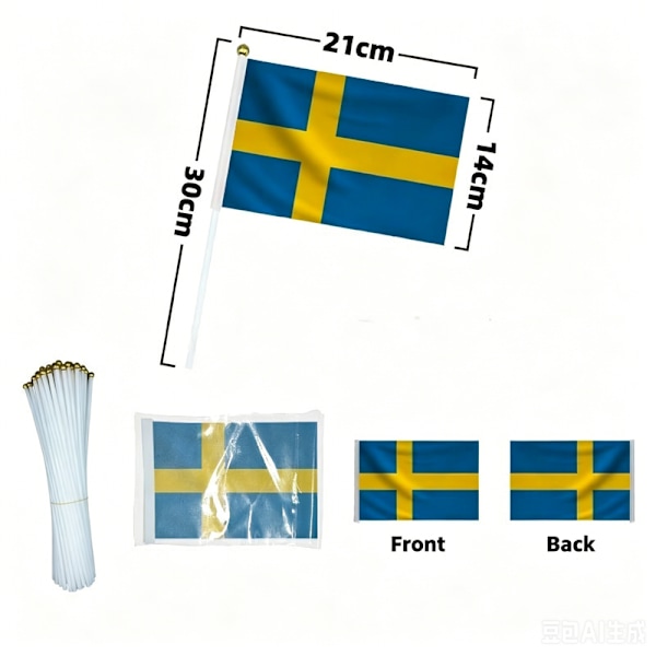 100 svenske håndholdte flag (14×21 cm)
