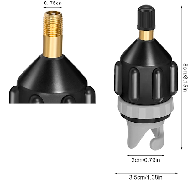Pumpadapter, adapter för kompressor, portabel SUP-ventiladapter, uppblåsbar båtventiladapter för kajak, uppblåsbar båt, SUP-bräda Schwarz