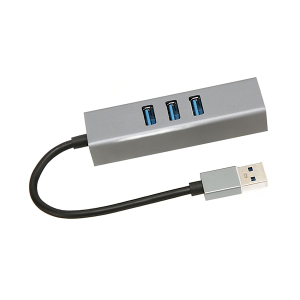 4 Port USB3.0 Hub Multiport Plug and Play 5Gbps Höghastighets USB3.0 till RJ45 Nätverksadapter USB Dockningsstation Silvergrå