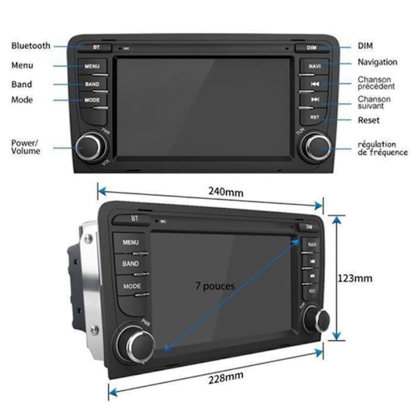 AWESAFE Android 12 Bilradio för Audi A3 8P/S3/RS3/Sportback med 7 tums pekskärm Bluetooth GPS FM RDS USB WiFi