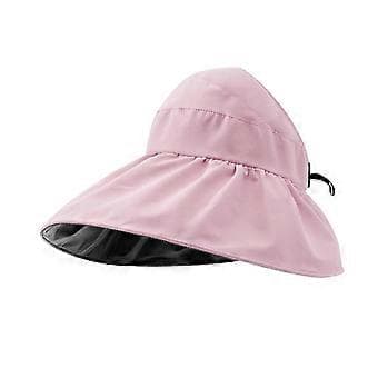 Bredbrättad solhatt för damer, solhatt för semesterresor, backpacking, fest, picknick (rosa)