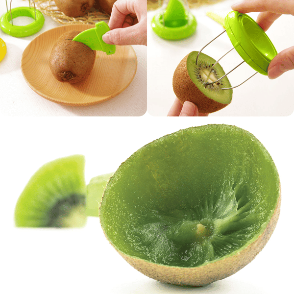 2-i-1 Kiwi Fruktskreller Kiwi Fruktskive Scoop for Skrelling Kvarting for Mango Fruktsalat Snacks
