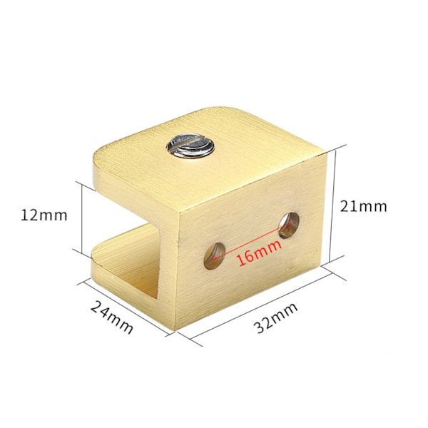Sæt med 4 glasklemmer uden boring (til 10-12 mm glas, guld)